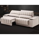 Ver imagem 1 de Sofá com Porta Copos Carregador USB Ret Rec Murano 2,30m Velosuede Areia - NETSOFAS