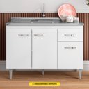 Ver imagem 2 de Balcão Gabinete Gabriela de Pia 120cm Sem Tampo 3 Portas Branco - Desk Design