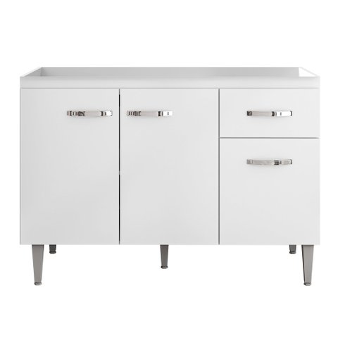 Balcão Gabinete Gabriela de Pia 120cm Sem Tampo 3 Portas Branco - Desk Design