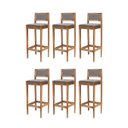 Ver imagem 2 de Kit 6 Banquetas Assento Encosto Estofado em Linho Hellen:mel com Linho Cinza