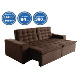 Sofá Londres 300cm Retrátil Reclinável Marrom – WS - 2