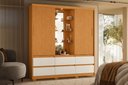 Ver imagem 3 de Guarda Roupa com Espelho Atena 2 Portas e 6 Gavetas - Cinamomo Off White Flex - Albatroz