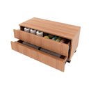 Ver imagem 1 de Conjunto de Banheiro Balcão com Rodizios Bn3603 sem Cuba 80cm e Armário com Espelho Bn3614 Amendoa