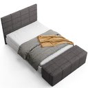 Ver imagem 3 de Kit Cabeceira Cama Box Queen 160cm com Calçadeira Roma W01 Linho Cinza Escuro - Lyam Lyam Decor