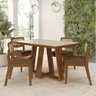 Conjunto Mesa Lins 4 Cadeiras Sextavada Freijó/off/cr. Caramelo - M.a Freijó/off Pre/corino - 1