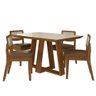 Conjunto Mesa Lins 4 Cadeiras Sextavada Freijó/off/cr. Caramelo - M.a Freijó/off Pre/corino - 2