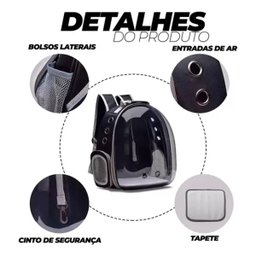 Mochila Pet Visao Panoramica Astronauta Gato Cachorro Bolso Ventilado Alça Regulavel Passeio Caminha - 3