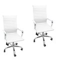 Ver imagem 1 de Kit 2 Cadeiras de Escritório Presidente Executiva Alta Confortável Esteirinha para 120 Kg Branco Bra