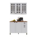 Ver imagem 3 de Armário de Cozinha Modulada Compacta Nara 6 Portas 2 Gavetas MDF 120cm Branco Fidelita Móveis