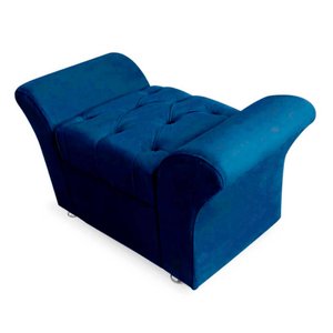 Calçadeira Baú Veneza Solteiro 120cm Suede - Ecotec Decor:Azul Marinho