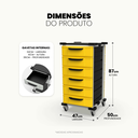 Ver imagem 2 de Carrinho Auxiliar Organizador Multiuso com 6 Gavetas e Rodinhas com Freio, Tampo em Psai - Mad.U Two