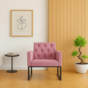 Ver imagem 1 de Poltrona Decorativa para Escritório e Consultório Base Metal Rose