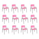 Ver imagem 1 de Kit 12 Cadeiras Infantil Iso, Escola, Base Cinza- Rosa
