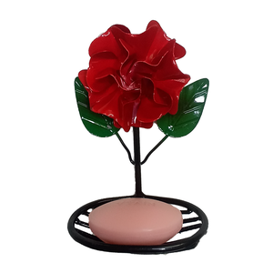 Saboneteira de parede decoração rústica de flor porta sabonetes de ferro com pintura que nao enferru