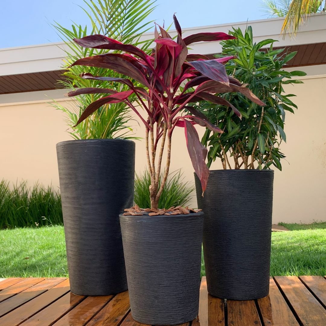Vaso para Plantas Redondo de Polietileno 55x37cm Preto - 3