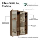 Ver imagem 4 de Guarda-Roupa Solteiro 4 Portas Batentes com Espelhos Rustic/Crema/Rustic Saturno Madesa