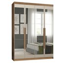 Ver imagem 2 de Guarda-Roupa Solteiro 4 Portas Batentes com Espelhos Rustic/Crema/Rustic Saturno Madesa