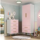 Ver imagem 1 de Quarto Infantil Completo com Guarda-Roupa e Cômoda Magia Espresso Móveis Rosa/Branco