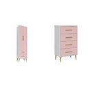 Ver imagem 2 de Quarto Infantil Completo com Guarda-Roupa e Cômoda Magia Espresso Móveis Rosa/Branco