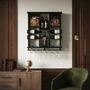 Ver imagem 7 de Barzinho Adega de Madeira Maciça para 7 Garrafas com Porta Rolhas, Tampinhas e Taças - Nogueira