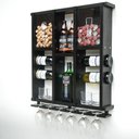 Ver imagem 6 de Barzinho Adega de Madeira Maciça para 7 Garrafas com Porta Rolhas, Tampinhas e Taças - Nogueira