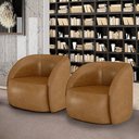 Ver imagem 1 de Kit 2 Poltronas Decorativas Sala de Estar Clarke Pu Caramelo Manchado G45 - Gran Belo