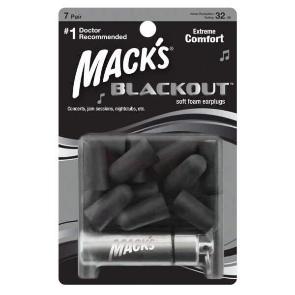 Protetor Auricular Mack's Blackout 7 Pares + Case:Preto