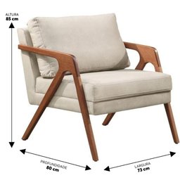 Kit 02 Poltronas Decorativas Madeira Maciça Luxo Itália - Zahav Estofados:Linho Bege - 2