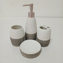 Ver imagem 3 de Jogo 4 Peças Jogos de Banheiro de Cerâmica Cinza 21.0x7.0x7.0cm Decoração Casa