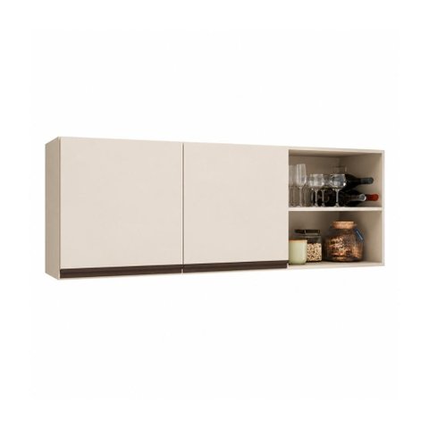 Armário de Cozinha Aéreo com 2 Portas e Nichos 150cm Milano Multimóveis MP2388 - Vanilla