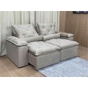 Ver imagem 2 de Sofá 2 Lugares Retrátil e Reclinável 1,60 Metros Alpoim Estofados Bege 201 Athenas