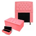 Ver imagem 1 de Kit Cabeceira Geovana + Calçadeira Baú Mirage Solteiro 120cm Suede - Ecotec Decor:Rosa