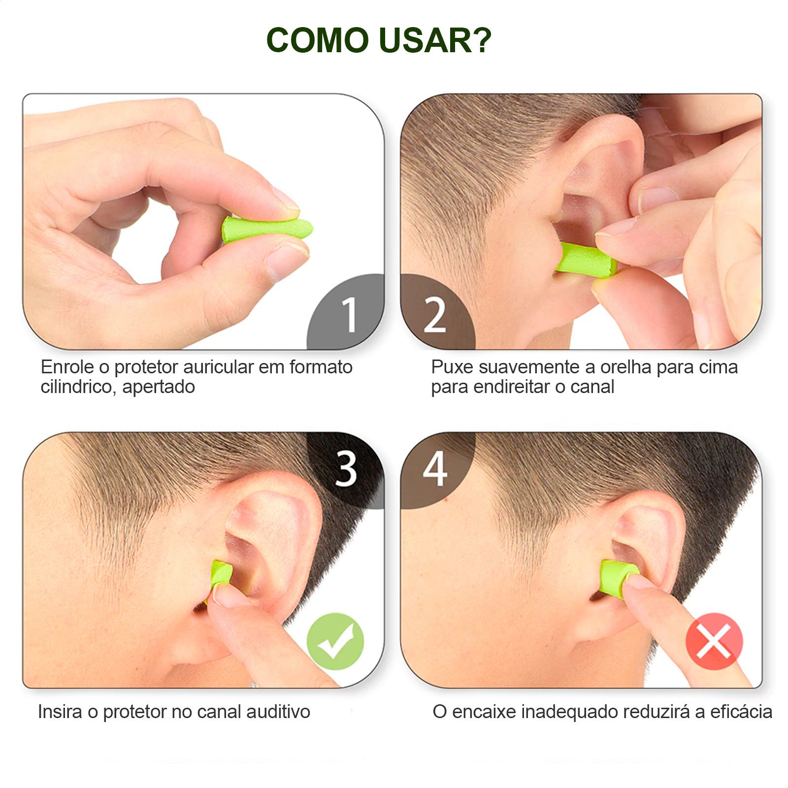 Protetor Auricular Silent Ultra 60 pares:Verde - 10