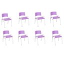 Ver imagem 2 de Kit 8 Cadeira Iso Infantil Creche, Escola Base Branco Lilas