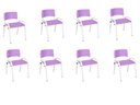 Ver imagem 2 de Kit 8 Cadeira Iso Infantil Creche, Escola Base Branco Lilas