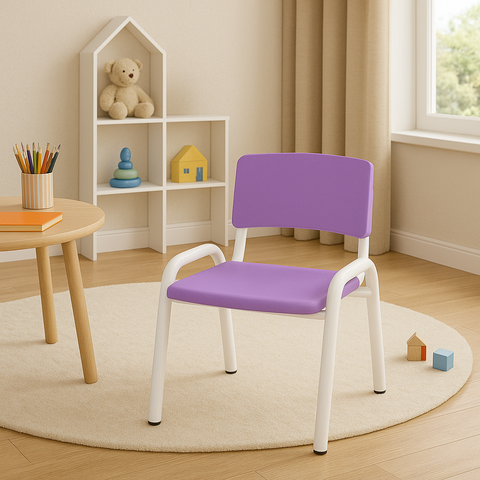 Kit 8 Cadeira Iso Infantil Creche, Escola Base Branco Lilas