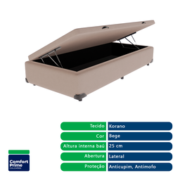 Cama + Box Baú Solteiro Bege Colchão Resistente 14cm D33 Comfort Prime 78x188 - 3