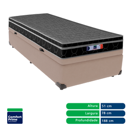 Cama + Box Baú Solteiro Bege Colchão Resistente 14cm D33 Comfort Prime 78x188 - 4