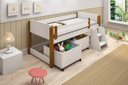 Ver imagem 1 de Cama Naty Branco/Mel com 2 nichos e escadinha com colchão