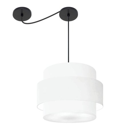 Lustre Sala de Jantar com Desvio Vivare Md-4398 Cúpula em Tecido 45cm Lustres Vivare Lustre para Sal