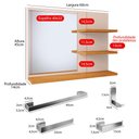 Ver imagem 4 de Espelheira Suspensa Prateleiras Organizadoras Off /Cinamomo e Kit Banheiro 4 Peças Lavabo Cromado