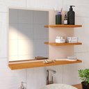 Ver imagem 2 de Espelheira Suspensa Prateleiras Organizadoras Off /Cinamomo e Kit Banheiro 4 Peças Lavabo Cromado