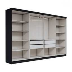Guarda-roupa Casal Odisseia 8 Portas 4 Gavetas com Espelho Preto - Panorama Móveis - 5