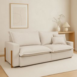 Sofá Retrátil Reclinável Davi Original com Molas Ensacadas Tecido Linho Cru 2,30m - 1