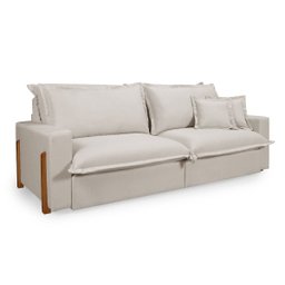 Sofá Retrátil Reclinável Davi Original com Molas Ensacadas Tecido Linho Cru 2,30m - 5