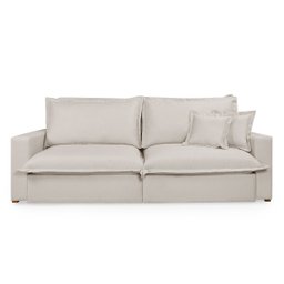 Sofá Retrátil Reclinável Davi Original com Molas Ensacadas Tecido Linho Cru 2,30m - 4