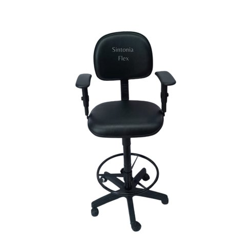 Cadeira Secretaria Caixa Alta - Braço Regulagem - Base de Rodízio para Recepção Mercado Balcão Coran