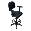 Ver imagem 2 de Cadeira Secretaria Caixa Alta - Braço Regulagem - Base de Rodízio para Recepção Mercado Balcão Coran