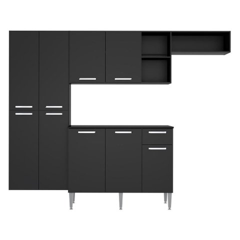 Armário de Cozinha Compacta com Balcão Pequim Sun Multimóveis V3000 Preto