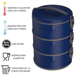 Marmita Térmica Tripla Organizador Térmico 3 Andares 4,5 Lts - 4